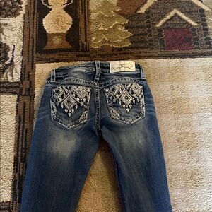 Miss Me Blue Jeans with White Embellishments
